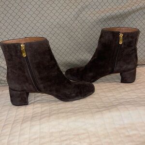 Adrienne Vittadini Dark Brown Suede Ankle Boots